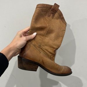 Tan western mid length boots